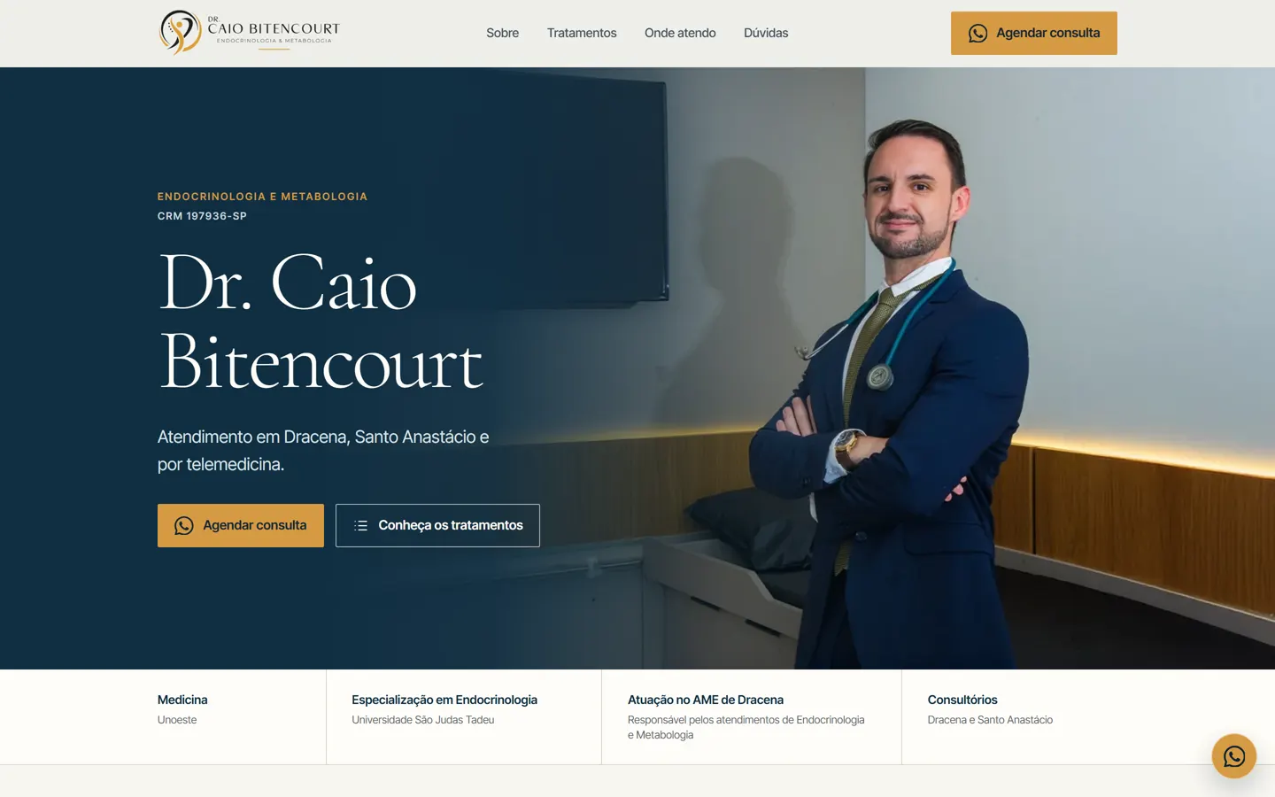 Site Dr. Caio Bitencourt, versão desktop