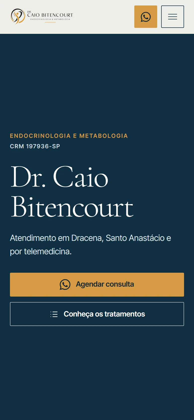 Site Dr. Caio Bitencourt, versão mobile