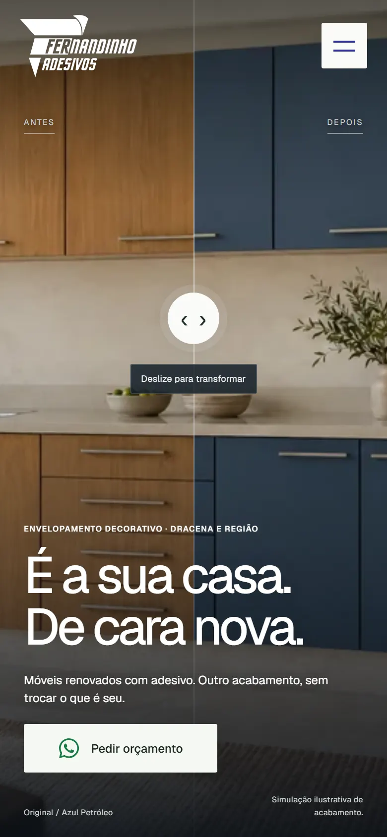 Site Fernandinho Adesivos, versão mobile